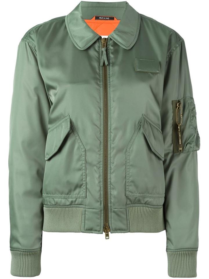 Maison Margiela Classic Bomber Jacket, Women's, Size: 40, Green, Polyamide/polyester/viscose