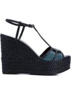 Sergio Rossi Wedge Sandals, Women's, Size: 41, Black, Suede/rubber