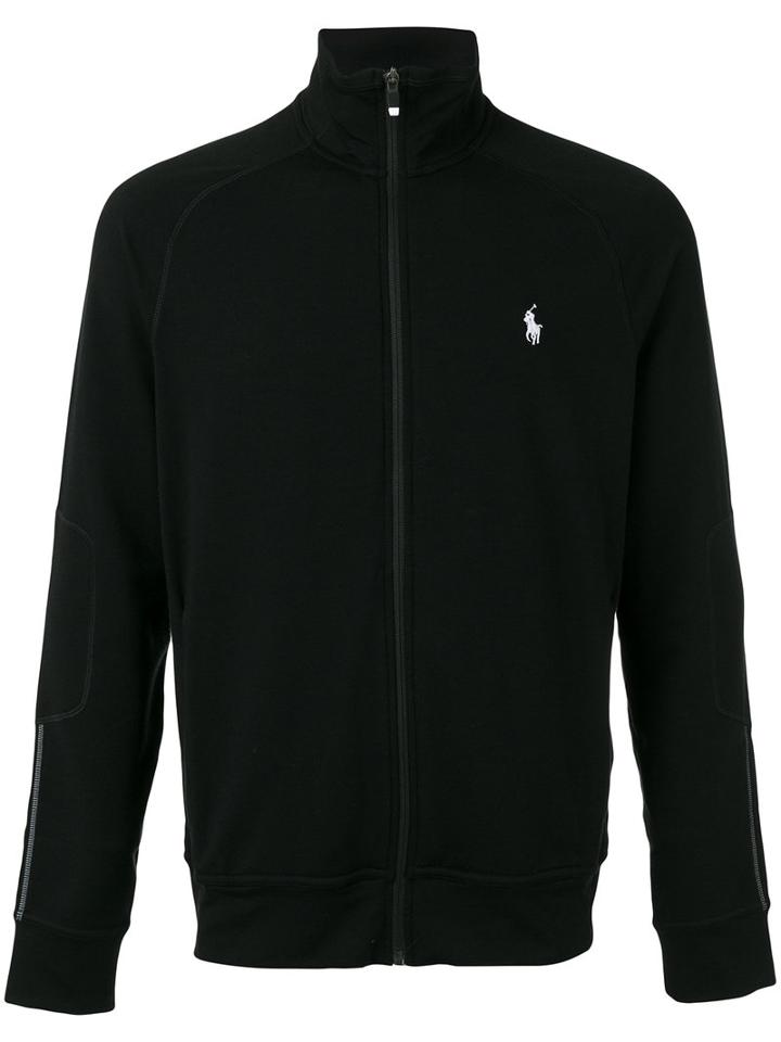 Polo Ralph Lauren Logo Embroidered Zipped Sweatshirt, Men's, Size: Small, Black, Viscose/polyester/spandex/elastane