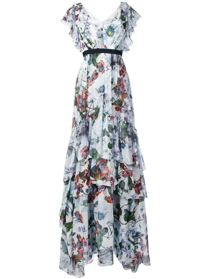 Erdem Long Tiered Ruffle Dress - White