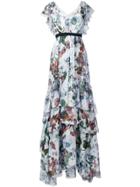 Erdem Long Tiered Ruffle Dress - White