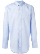 Emporio Armani - Embroidered Logo Shirt - Men - Cotton - 45, Blue, Cotton