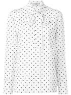 Prada Polka Dot Pussybow Shirt - White