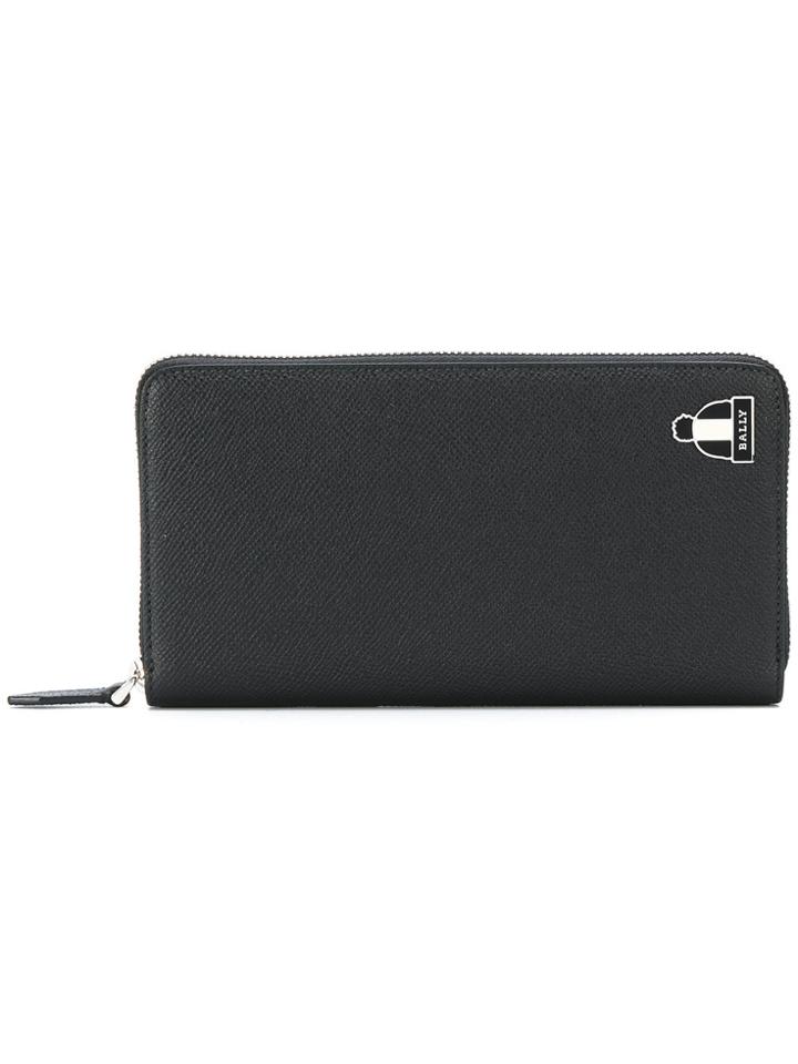 Bally Grained Zip Around Wallet - Black