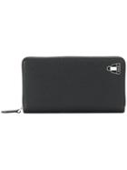 Bally Grained Zip Around Wallet - Black