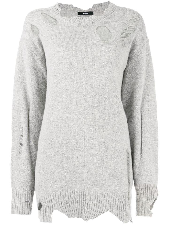 Diesel Distressed Loose Knitted Sweater - Grey
