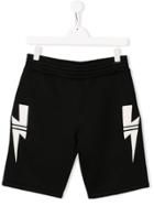 Neil Barrett Kids Lightning Bermuda Shorts - Black