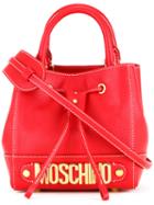Moschino Mini Branded Bag, Women's, Red, Calf Leather