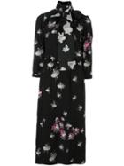 Marc Jacobs Floral Print Midi Dress, Women's, Size: 2, Black, Rayon/polyester/silk