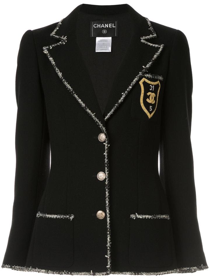 Chanel Vintage Crest Tweed Blazer - Black