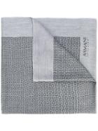 Printed Fringed Scarf - Men - Polyester/modal/viscose - One Size, Grey, Polyester/modal/viscose, Armani Collezioni