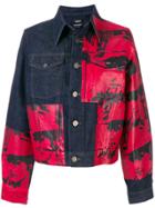 Calvin Klein 205w39nyc Contrast Panel Print Denim Jacket - Blue
