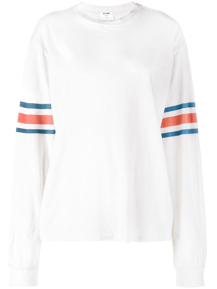 Re/done Logo Printed Long Sleeve Top - White