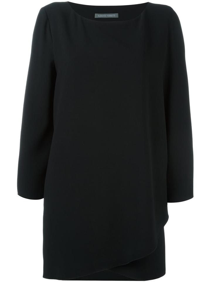 Alberta Ferretti Boat Neck Blouse, Women's, Size: 48, Black, Acetate/rayon/other Fibers