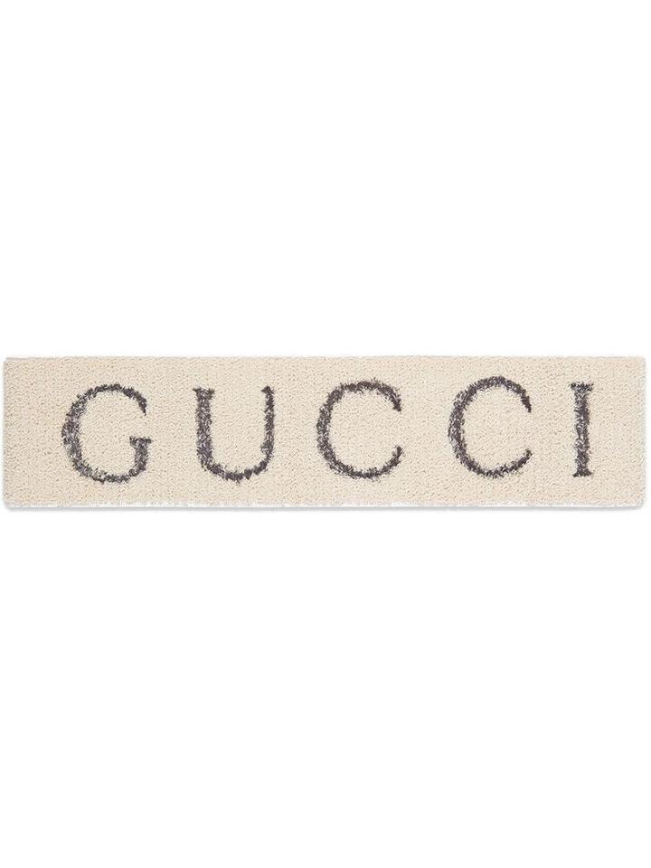 Gucci White Stretch Knit Logo Headband
