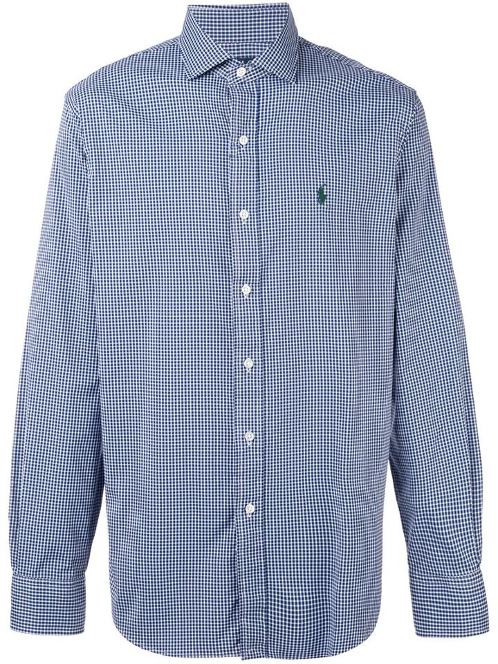 Polo Ralph Lauren Checked Shirt, Men's, Size: Large, Blue, Nylon/spandex/elastane