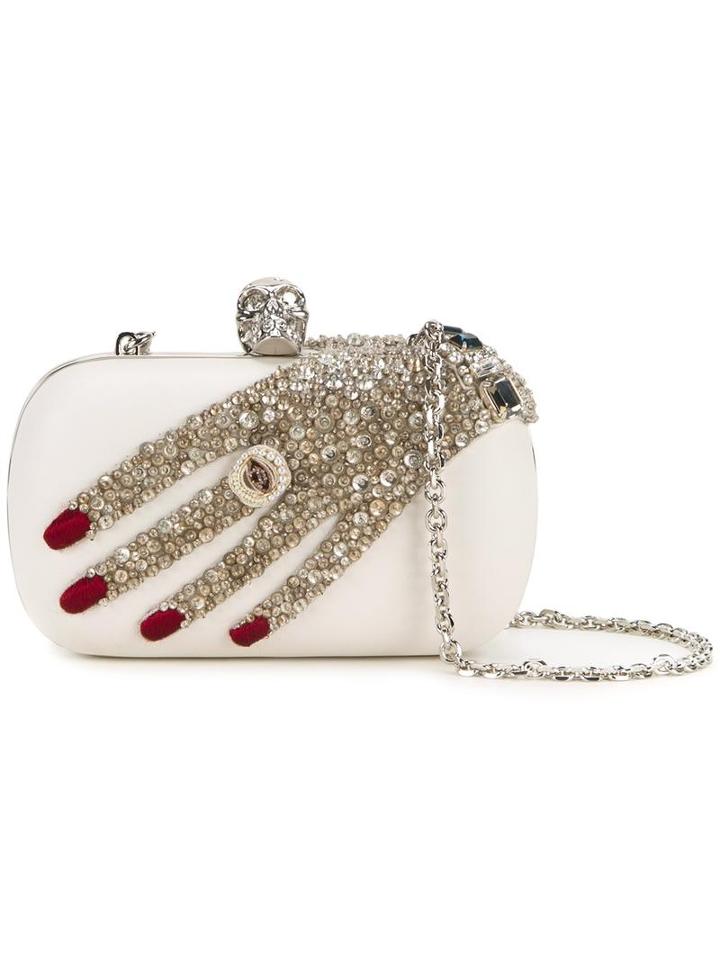 Alexander Mcqueen 'skull' Box Clutch, Women's, White