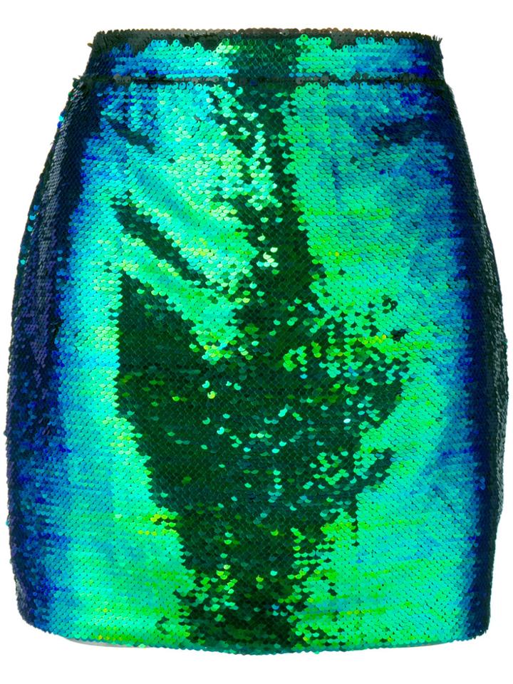 Amen Sequin Embellished Mini Skirt - Green