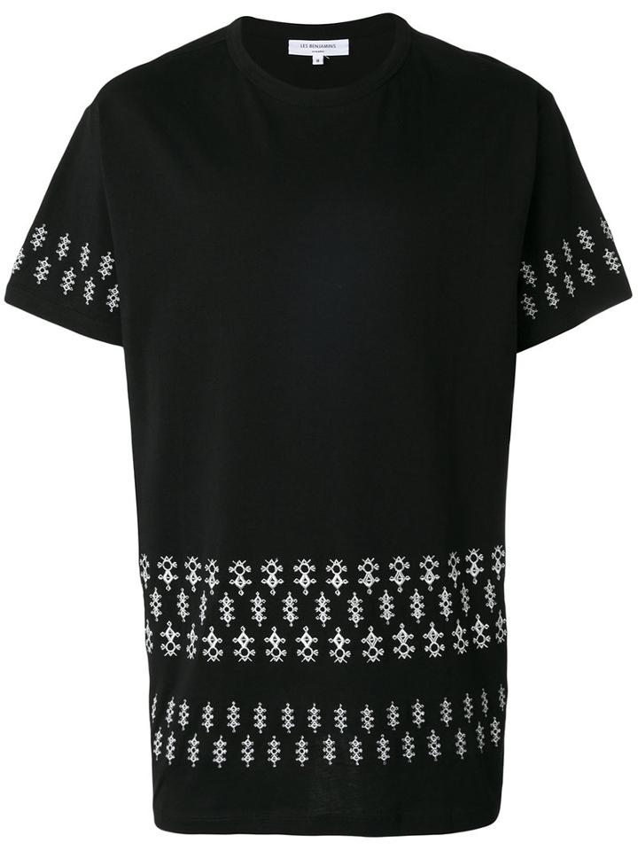 Les Benjamins Printed Hem T-shirt, Men's, Size: Medium, Black, Cotton