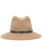 Rag & Bone - Studded Detailing Fedora Hat - Women - Wool - S, Nude/neutrals, Wool