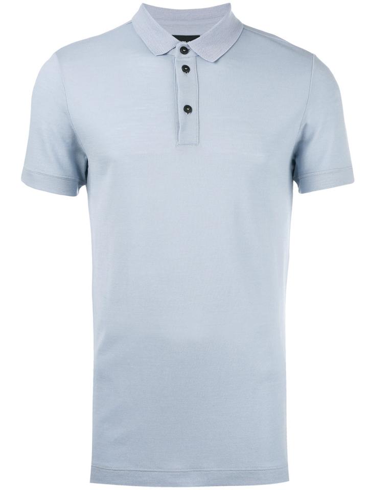 Giorgio Armani Classic Polo Shirt, Men's, Size: 52, Grey, Virgin Wool