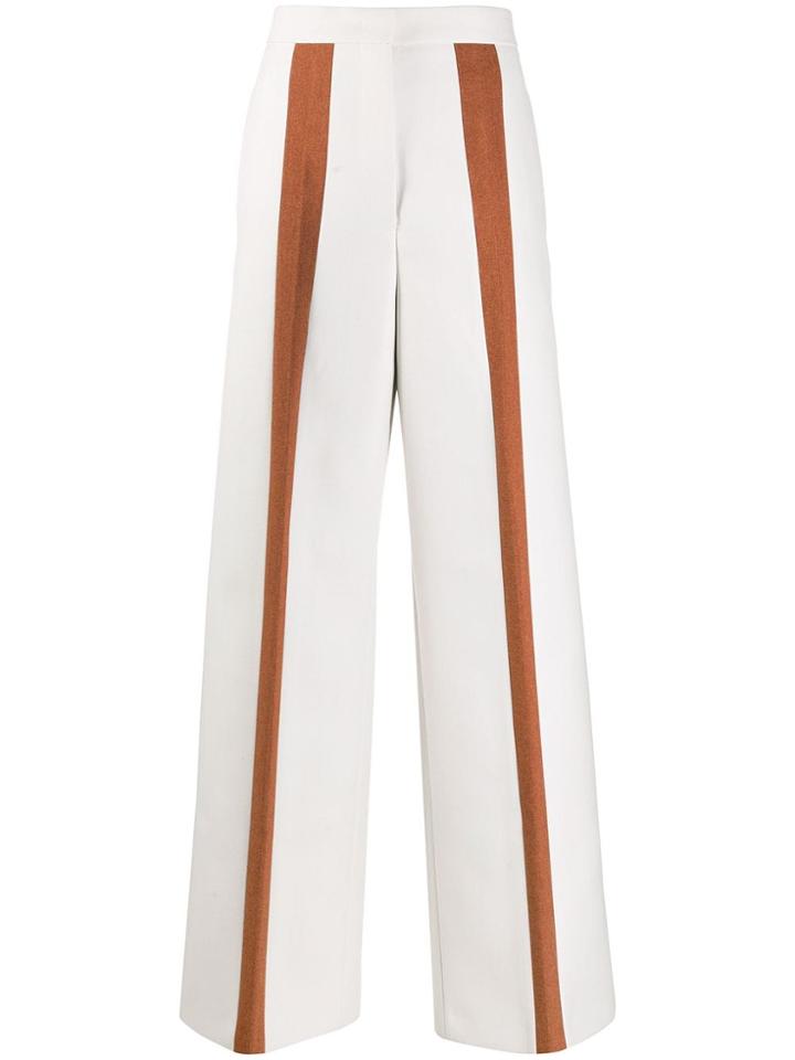 Jil Sander Striped Detail Flared Trousers - White
