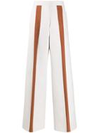 Jil Sander Striped Detail Flared Trousers - White