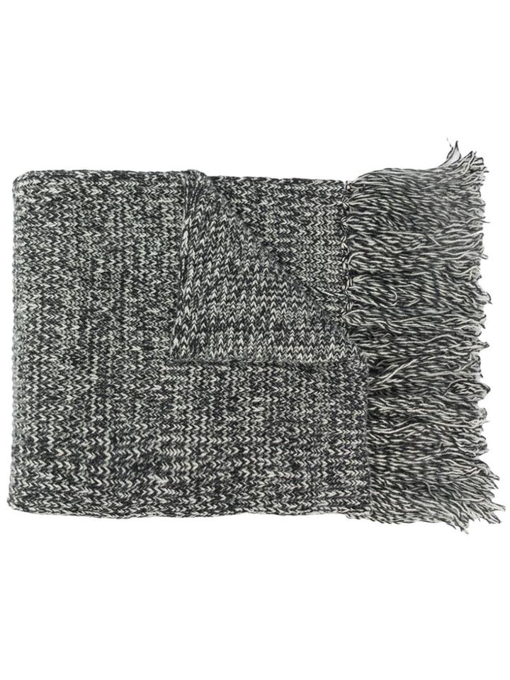 Ami Paris Mouline Scarf With Fringes - Black