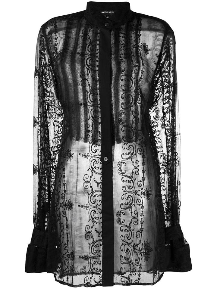 Ann Demeulemeester Embroidered Sheer Shirt - Black