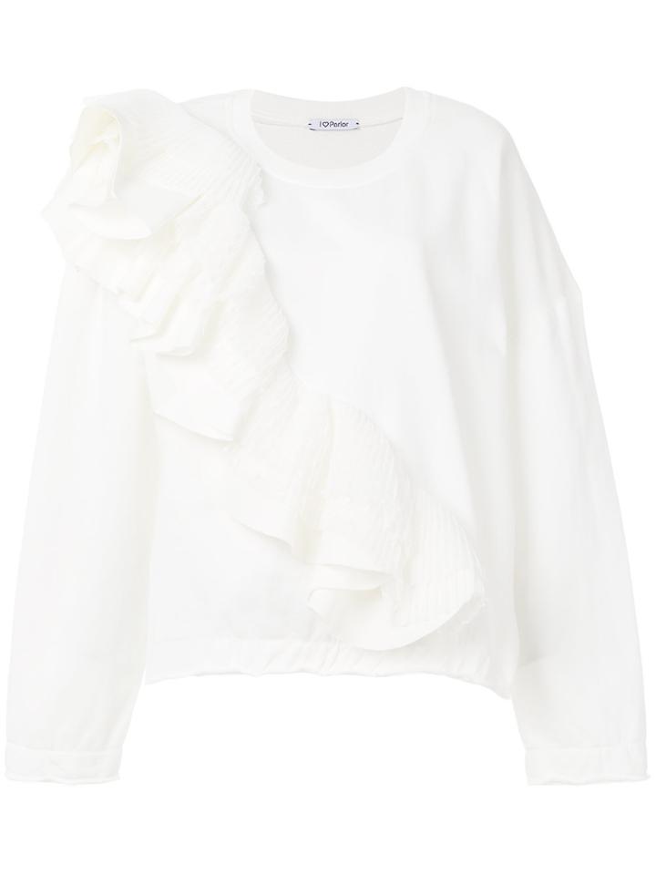 Parlor Ruffle-hem Fitted Blouse - Nude & Neutrals