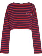 Miu Miu Striped Jersey T-shirt With Embroidery - Blue