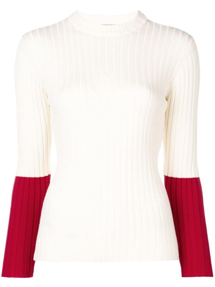 Maison Kitsuné Contrast Sleeve Jumper - White