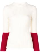 Maison Kitsuné Contrast Sleeve Jumper - White