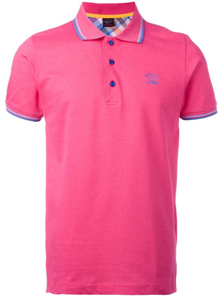 Paul & Shark Logo Embroidered Polo Shirt, Men's, Size: Large, Pink/purple, Cotton
