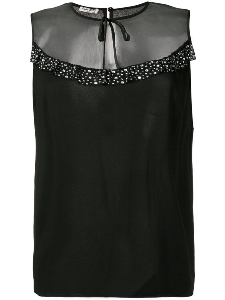 Miu Miu Embellished Smock Dress - Black