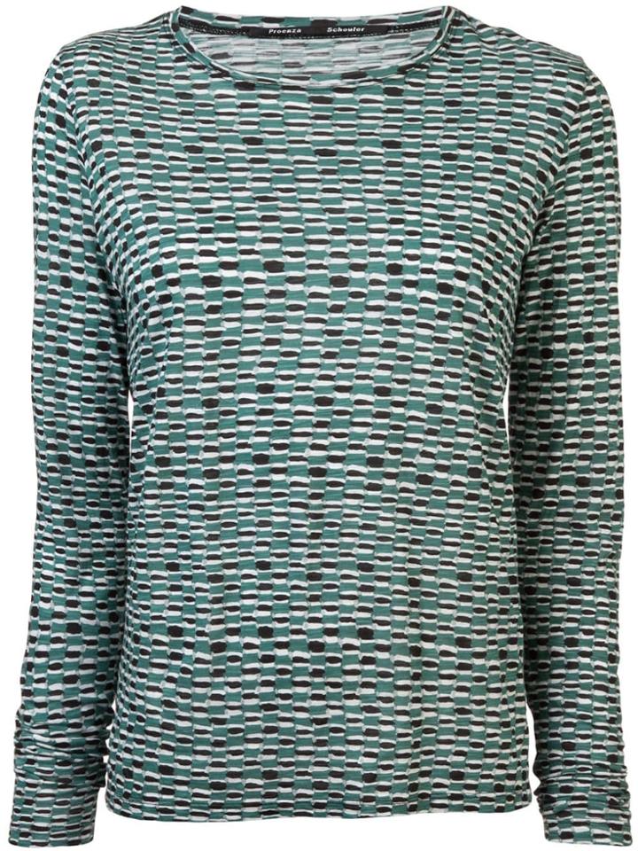 Proenza Schouler Woven Dot Long Sleeve T-shirt - Blue