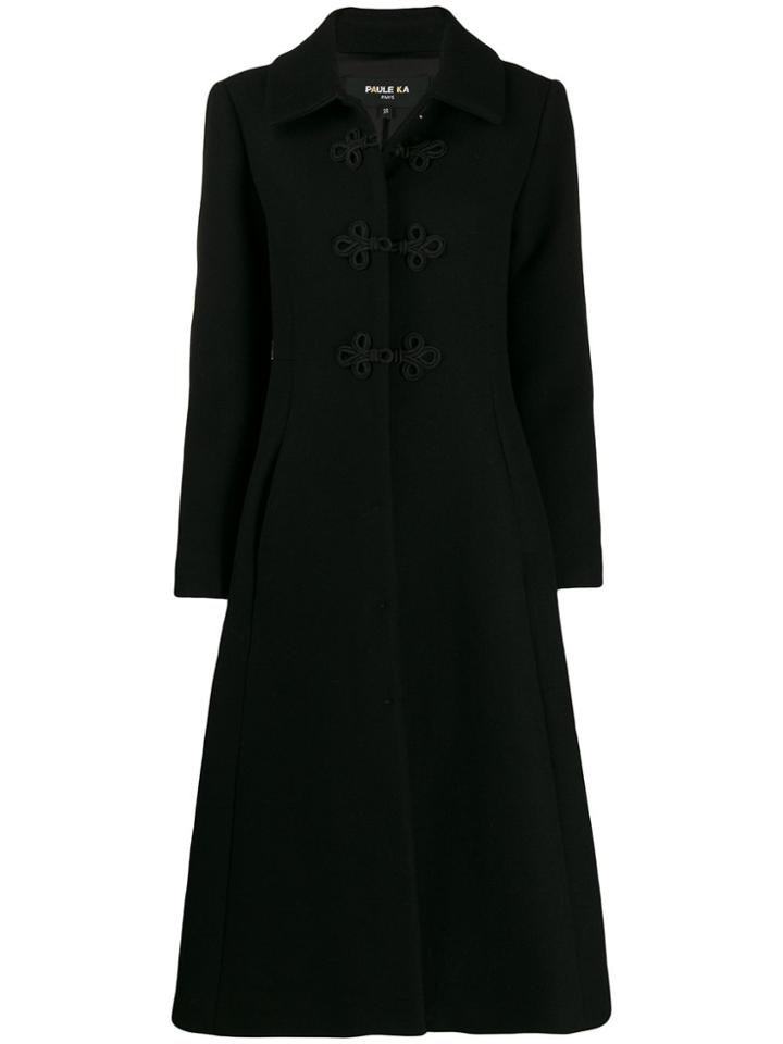 Paule Ka A-line Fitted Coat - Black