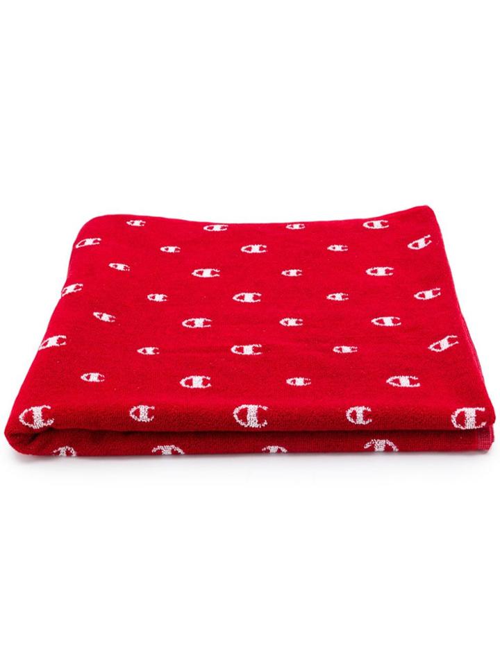 Champion Logo Print Beach Towel - Red
