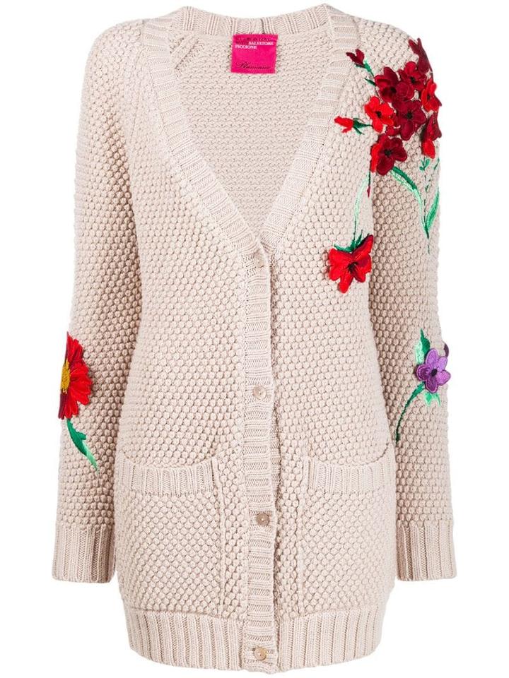 Blumarine Floral-appliquéd Cardigan - Neutrals