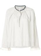 Forte Forte Striped Blouse With Fringe Cuff Sleeves - Nude & Neutrals