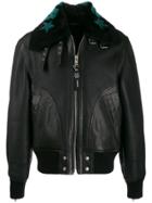Diesel Shearling Leather Aviator Jacket - Black