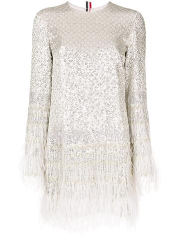 Thom Browne Shift Dress In Sequin And Crystal Fair Isle Embroidery -