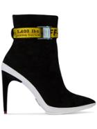 Off-white Ankle Boots With Adjustable Belt Straps - Black