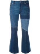 Panelled Kick Flare Jeans - Women - Cotton - 38, Blue, Cotton, Alexander Mcqueen