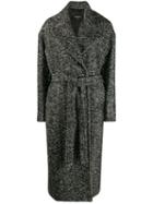 Rochas Tie Waist Midi Coat - Black