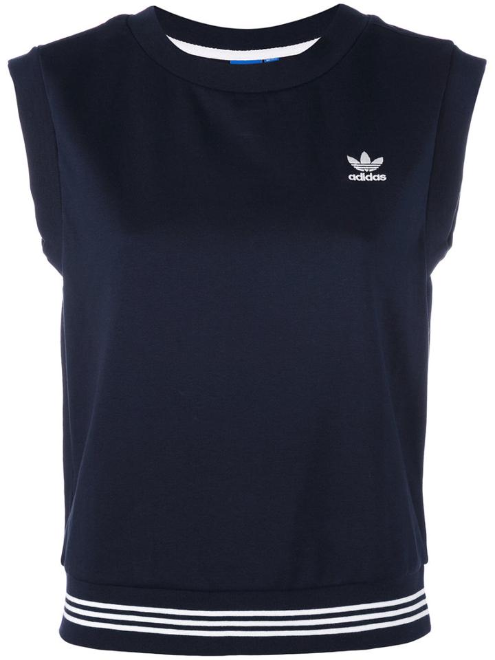 Adidas - Three Stripe Tank Top - Women - Cotton/polyester - 36, Blue, Cotton/polyester