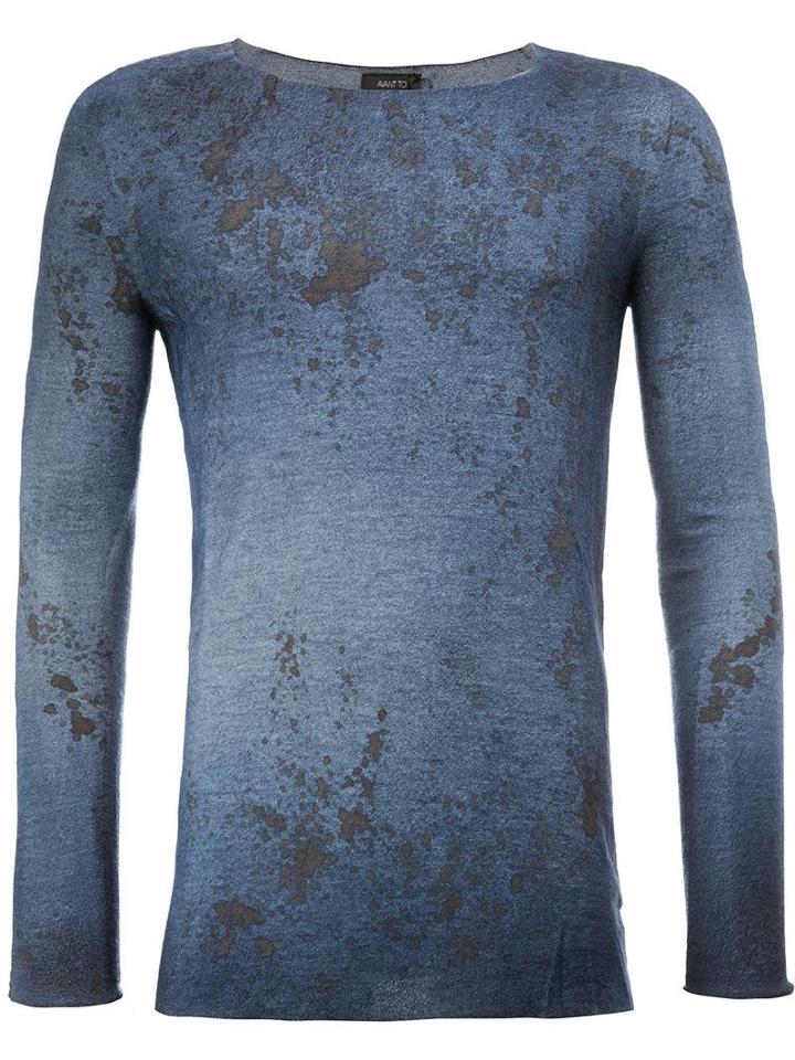 Avant Toi Distressed Jumper, Men's, Size: Large, Blue, Silk/polyester/cashmere