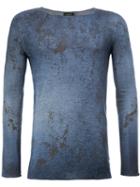 Avant Toi Distressed Jumper, Men's, Size: Large, Blue, Silk/polyester/cashmere