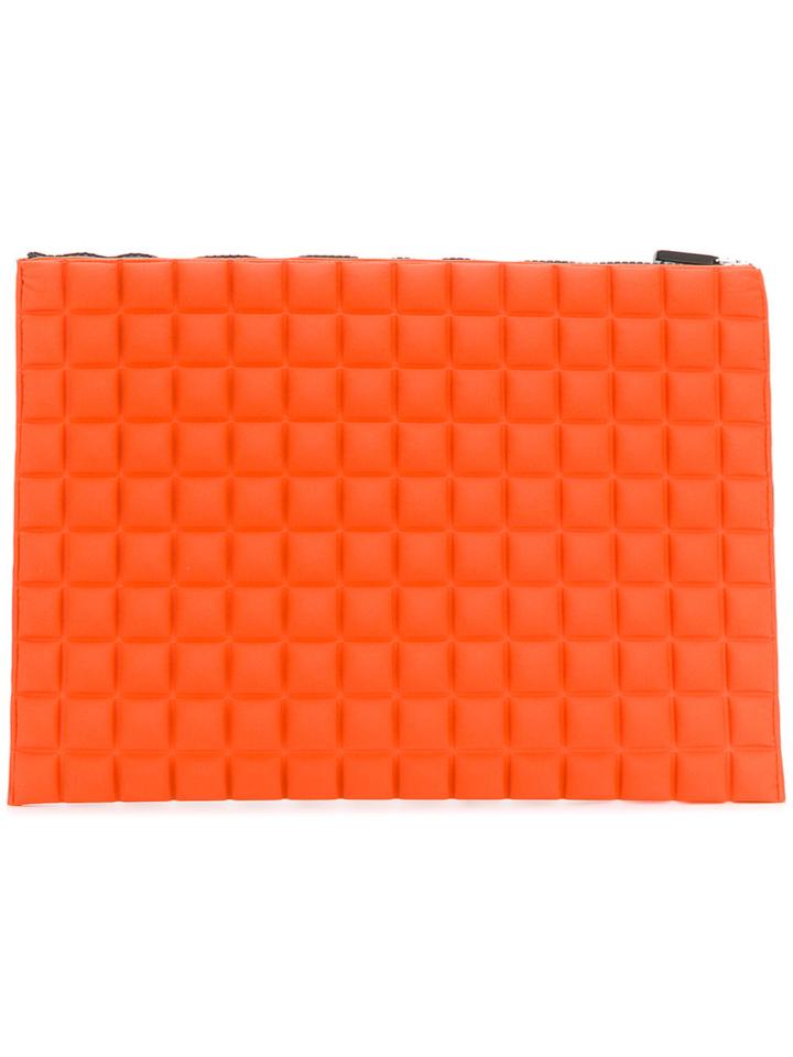 No Ka' Oi Large Grid Textured Pouch - Yellow & Orange