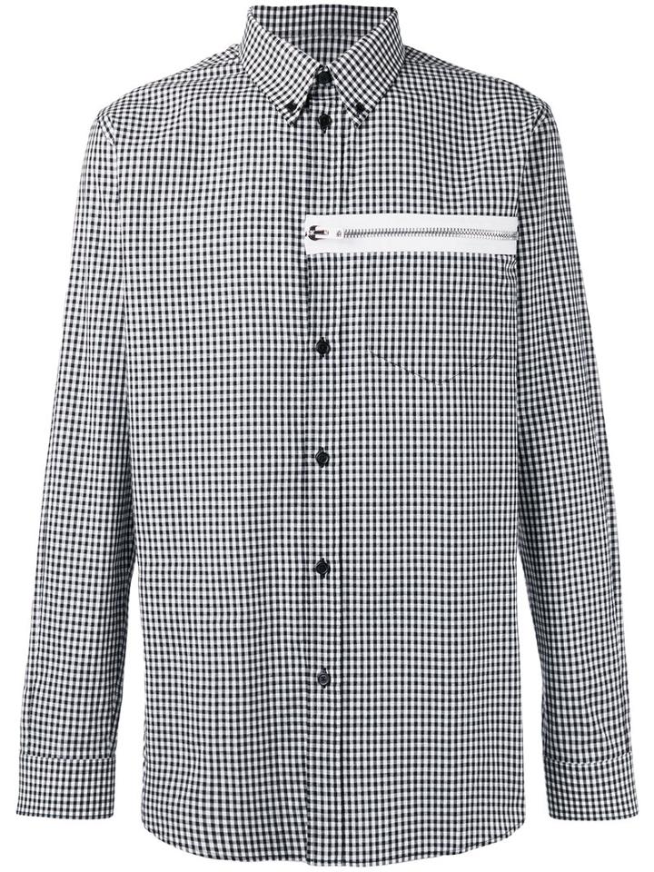 Givenchy Zip Detail Gingham Shirt, Men's, Size: 40, Black, Cotton